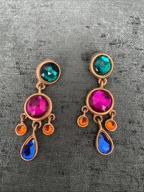 1980’s Vintage Boho Chandelier  Drop Dangle Earrings -